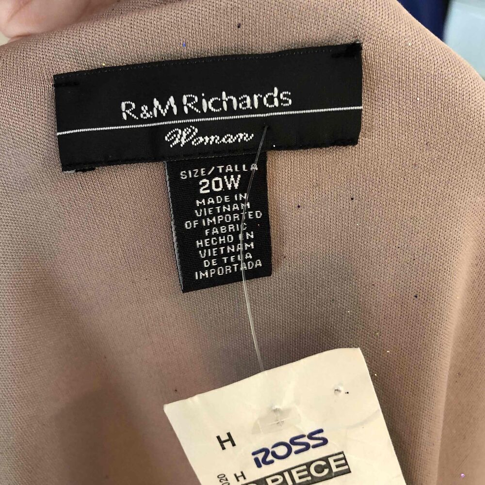 R&M Richards Rose Gold Shimmer Ruched Evening Gown Strapless& jacket Womens 20W - Picture 9 of 11